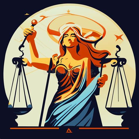 Lady Justice In The Sea Vector Illustration In Flat Cartoon Style