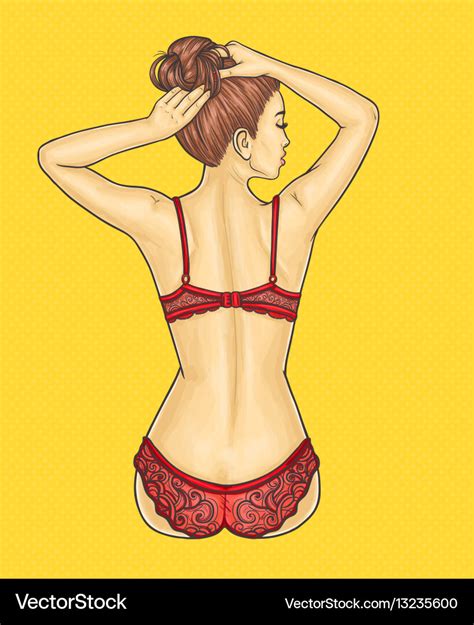 Beautiful Woman In Lingerie Turned Her Back Vector Image