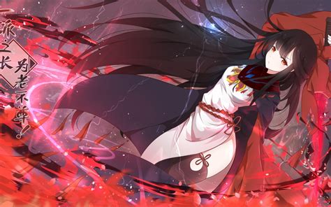 Download 1680x1050 Anime Girl Sword Dress Black Hair