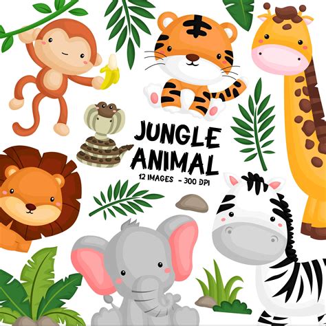 Jungle Animal Clipart Cute Animal Safari Clipart Free Svg On Request