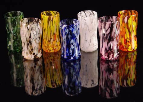Multi Colored Juice Cups 8 Piece Set By Corey Silverman Art Glass Cups Artful Home
