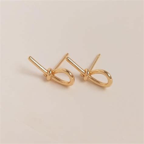 4pcs 14k Gold Plated Knot Stud Earrings Small Knot Earring Etsy