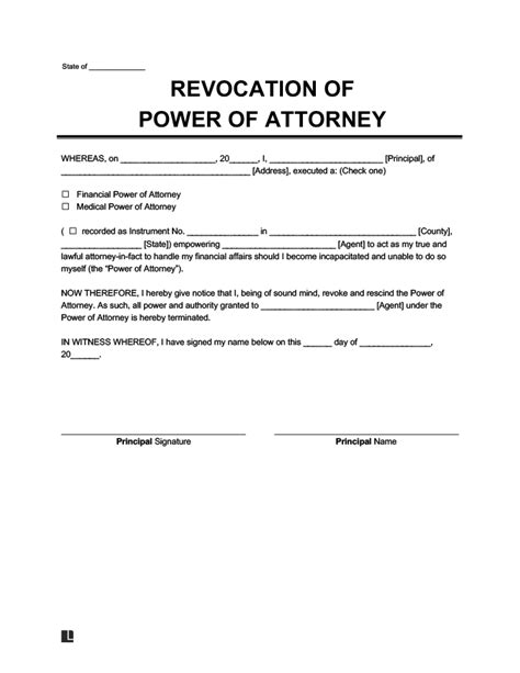Revocation Of Power Of Attorney Form Pdf And Doc Legaltemplates