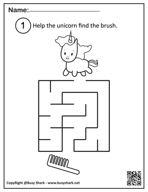 Unicorn Mazes Free Puzzles Coloring Pages Busy Shark