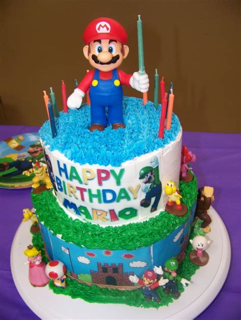 She used wilton 10 and 6 round cake pans. Mario's 12th Birthday cake Super Mario Theme | Happy ...