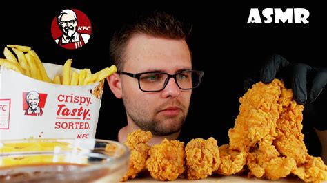 ASMR EATING KFC CHICKEN CRISPY STRIPS HOW WINGS FRIES WITH BBQ