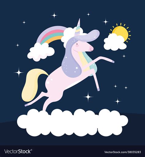 Unicorn On Cloud Royalty Free Vector Image Vectorstock