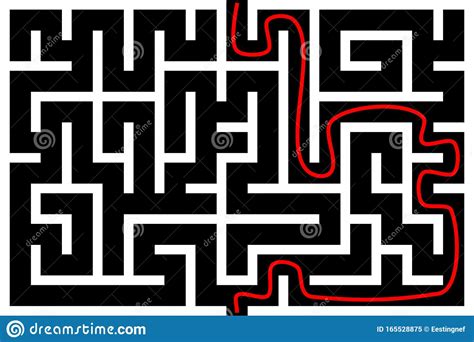 Rectangle Maze With Solution Vector Illustration Stock Vector