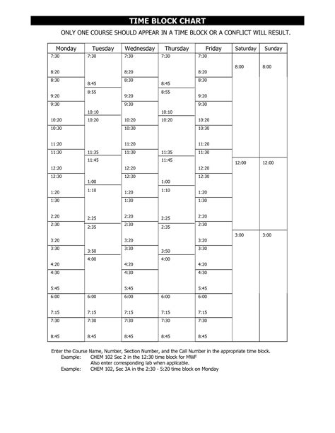 Time Schedule University Of Washington
