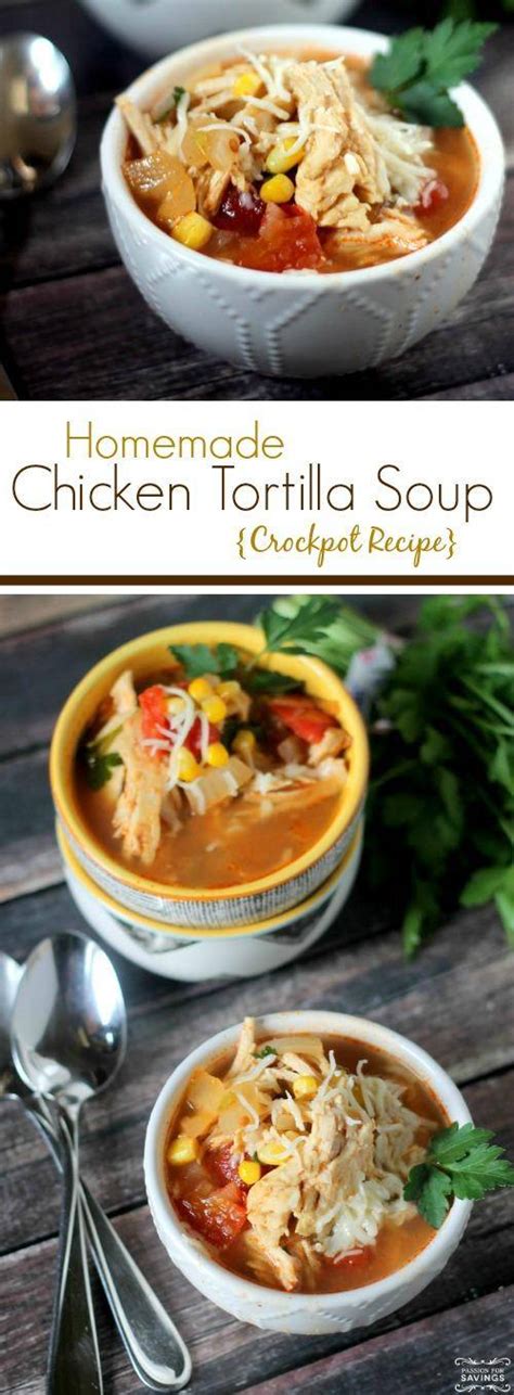 Click here for the full recipe. Crockpot Chicken Tortilla Soup Recipe!