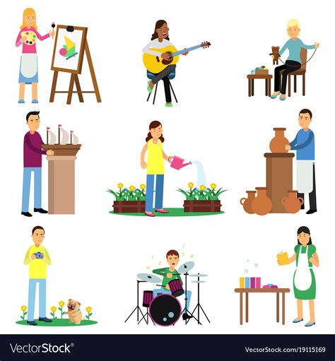 Creative Set Of Adult People And Their Hobbies Vector Image
