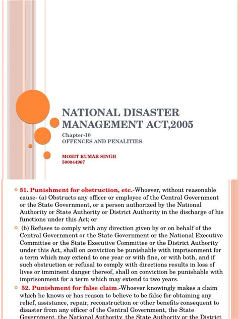 National Disaster Management Act2005 Mohitpptx Legal Personality Crimes