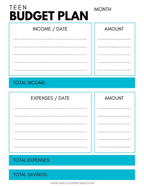 Budgeting Worksheets For Teens Simply Love Printables