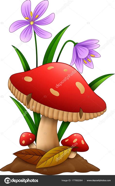 Cartoon Mushroom Isolated White Background Cartoon Mushroom Mushroom