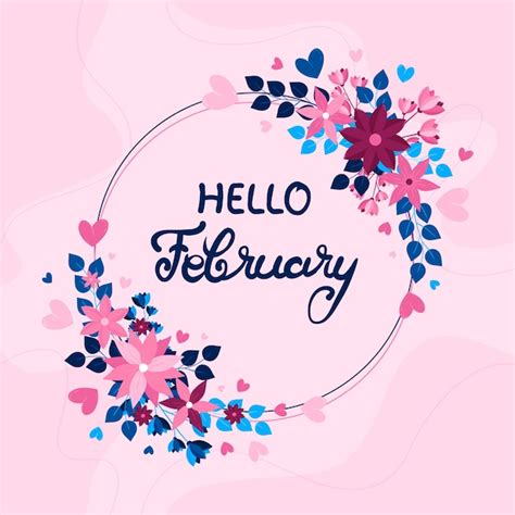 Free Vector Flat Hello February Lettering