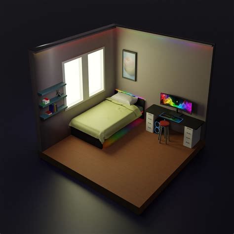 Low Poly Room Free Vr Ar Low Poly 3d Model Cgtrader