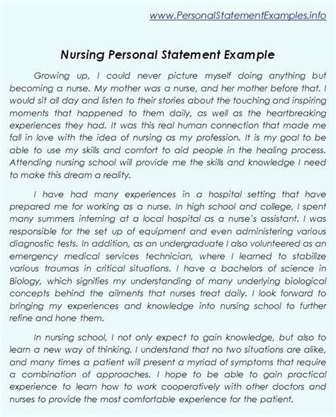 Professional Nursing Personal Statement Examples