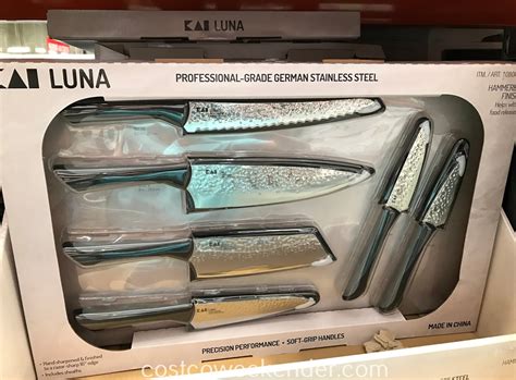 Kai Luna Hammered Finish 6 Piece Knife Set With Sheaths Costco Weekender