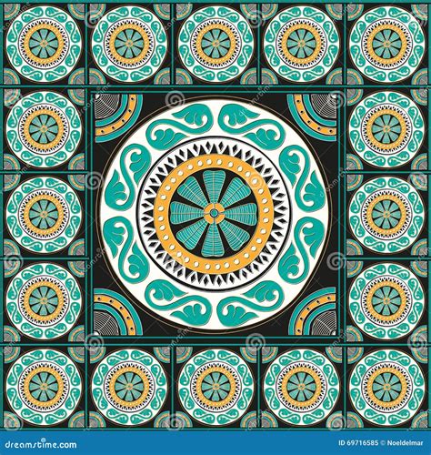 Greek Traditional Mosaic Home Decor Stock Vector Illustration Of