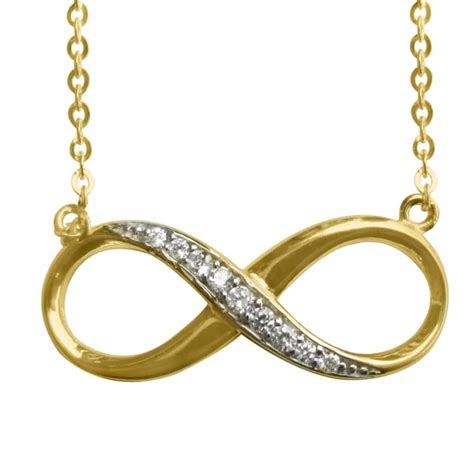 14k Yellow Gold Cubic Zirconia Infinity Symbol Floating Charm Necklace