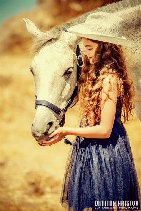 Portrait Of A Young Girl With White Horse 54ka Photo Blog