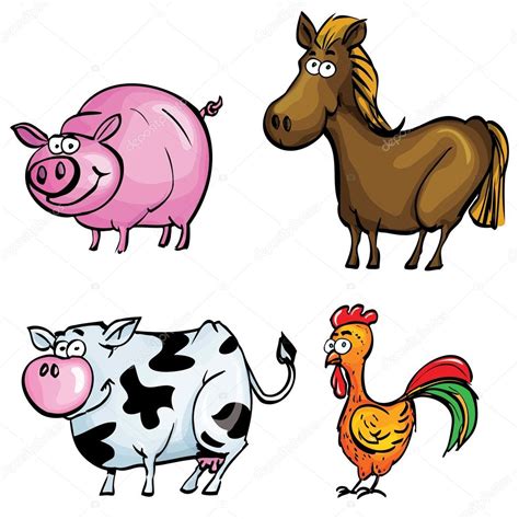 Cartoon Set Of Farm Animals — Stock Vector © Antonbrand
