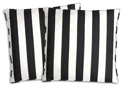 Black And White Striped Outdoor Pillow Set Traditional Outdoor Cushions And Pillows By