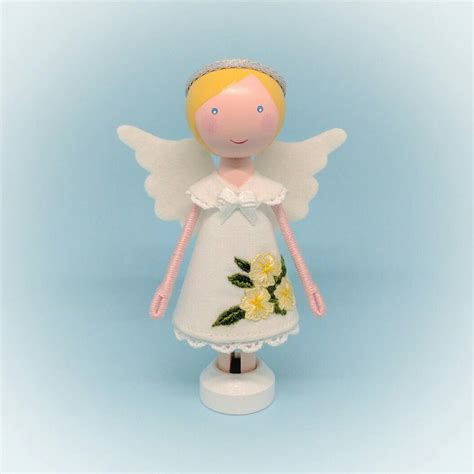 Clothespin Doll Peg Doll Embroidered Primrose Angel Flossy Bobbins