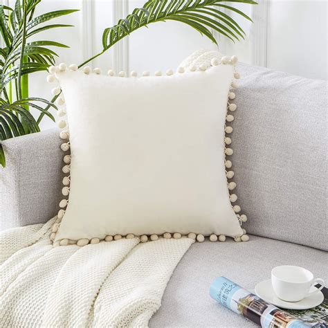 Topfinel Cream Velvet Cushion Covers 20x20 Inch Soft Square Decorative Throw Pillowcases For