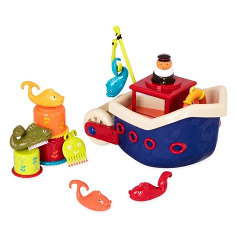 B Toys By Battat Fish And Splish Floatable Boat Bath Toy Set