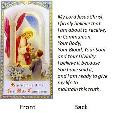 Prayer Before Communion First Communion Holy Card Boy Laminated