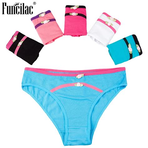 Funcilac Womens Panties Cotton Ladies Briefs Bow Girls Underwear
