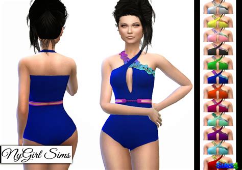 Nygirl Sims 4 Floral Halter Swimsuit