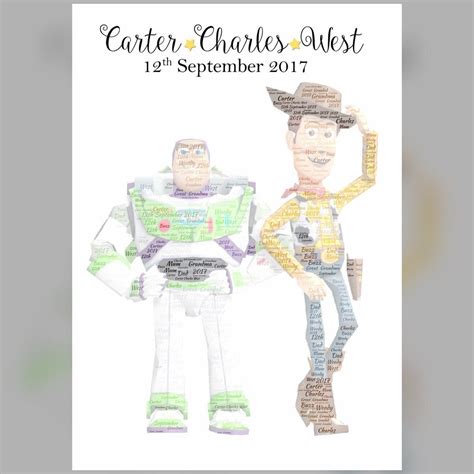 Woody And Buzz Lightyear Word Art Print Thank You Georgie For Letting