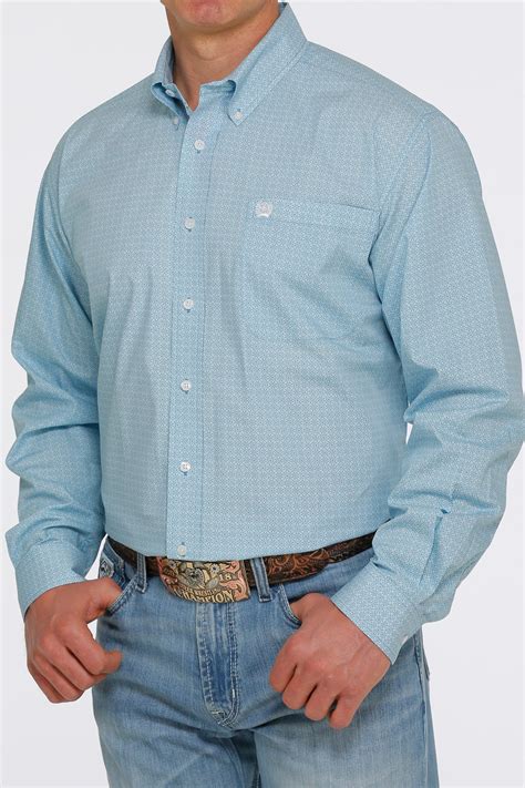 cinch jeans men s medallion button down western shirt light blue white