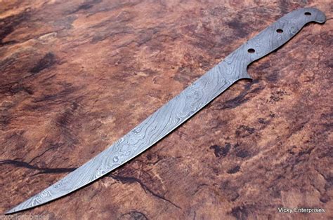 Vkr9003 Handmade Damascus Steel Fillet Knife Blank Blade Chef Etsy