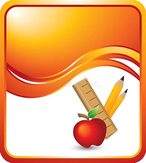 School Supplies On Orange Wave Background Stock Vector Illustration