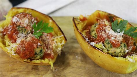 Spaghetti Squash Bowls With Turkey And Zucchini Meatballs