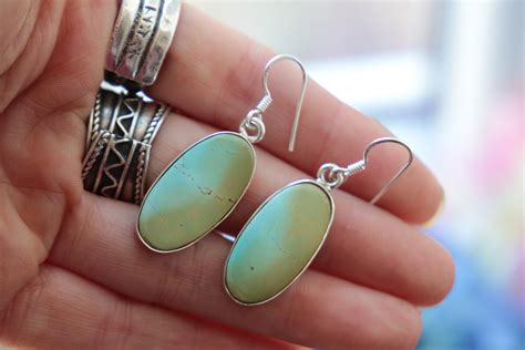 RARE TURQUOISE EARRINGS Natural Turquoise 925 Sterling Silver