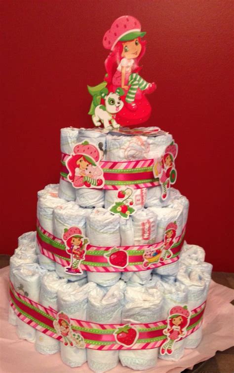 Strawberry Shortcake Diaper Cake For Girl Baby Shower Strawberry