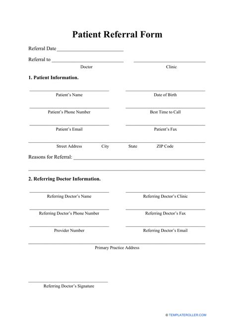 Medical Fillable Referral Form Printable Forms Free Online