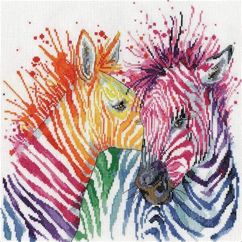 Design Works Counted Cross Stitch Kit 12x12 Colorful Zebras 14 Count