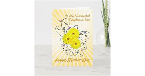 Daughter In Law Mothers Day With Yellow Flowers Card Zazzle