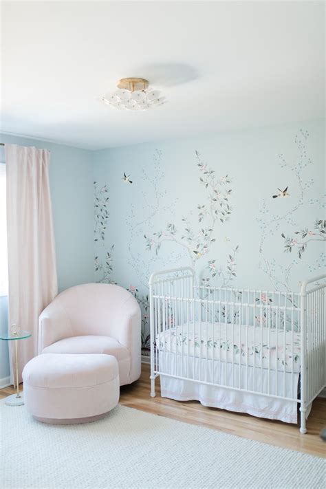 Dreamy Baby Girl Nursery Light Blue Nursery Girl Nursery Wallpaper