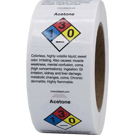 Acetone Chemical Nfpa Warning Labels Instocklabels Com