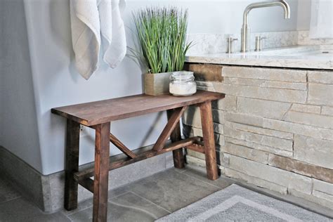 Not only do they offer space to sneakily stow folded blankets at the end of your bed or board games in the chante upholstered flip top storage bench ottoman, silver faux leather, crystal buttons, chrome legs, wood frame, contemporary. Rustic Modern Farmhouse Bath Tour + Sources | Ana White ...