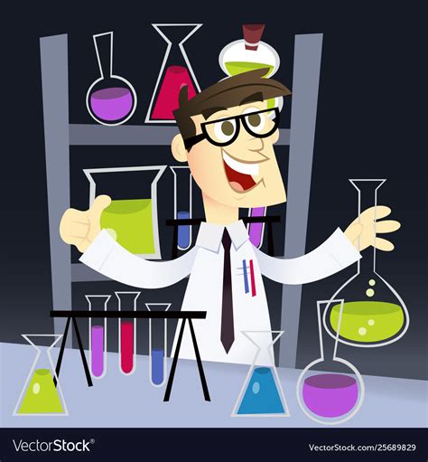 Cartoon Geek In Science Lab Royalty Free Vector Image