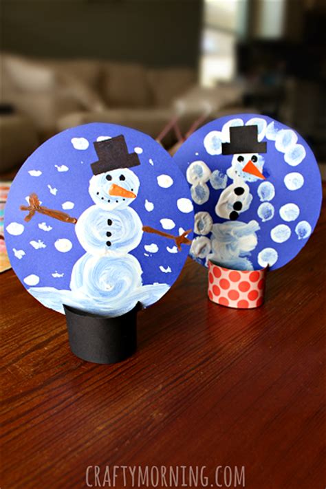 Pom Pom Painted Cardboard Snow Globe Craft Crafty Morning