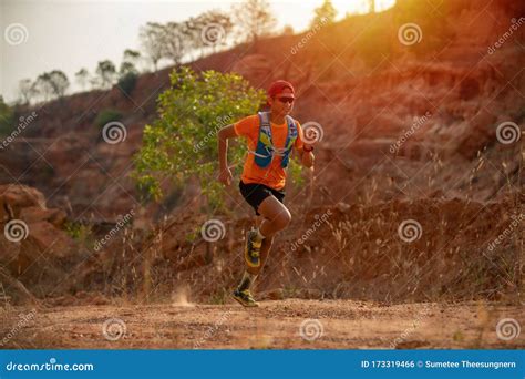 A Man Runner Of Trail And Athlete S Feet Wearing Sports Shoes For Trail