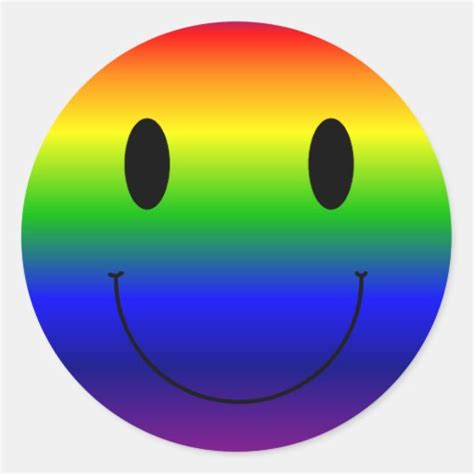 Rainbow Smiley Classic Round Sticker Zazzle